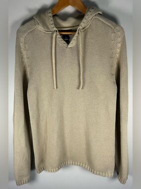 H&M L.O.G.G. Women’s Knitted Sweater Hoodie Sz L Beige Nice Sweater! Cotton EUC